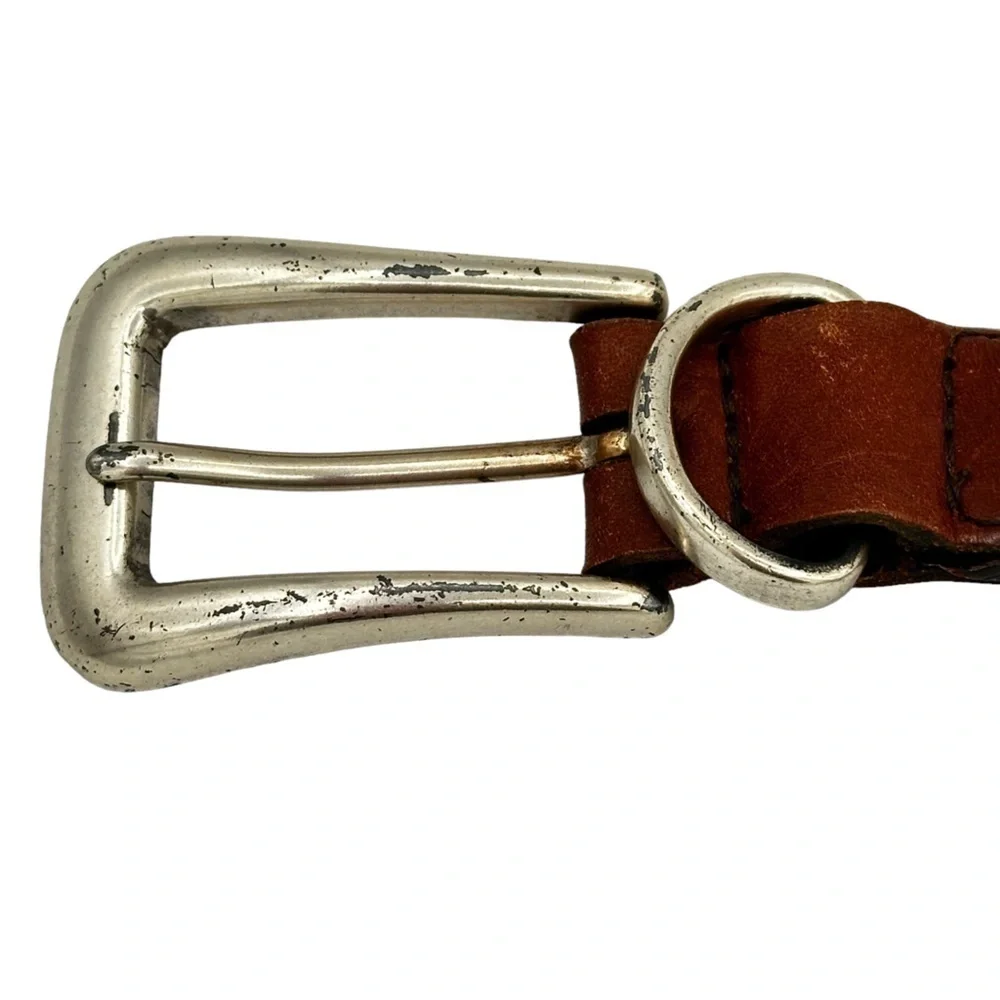 Fossil Skinny Woven Leather Belt with Flower Shaped Silver Studs‎ Size Medium